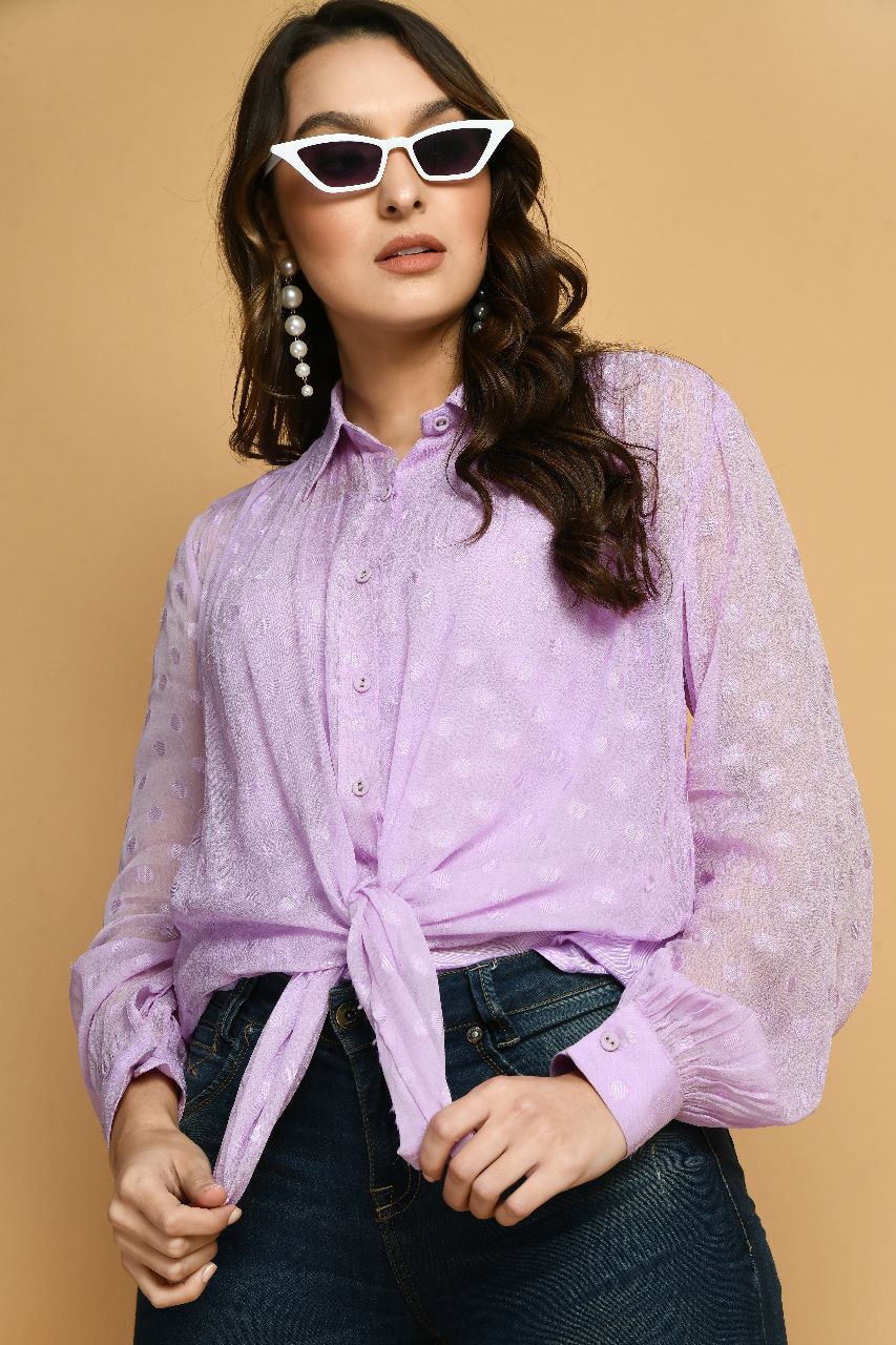 Lavender Boho Shirt Top | Women Lavender Tops online in India